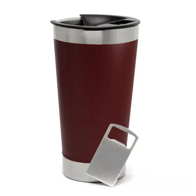 Copo Térmico Aço Inox Bordô Fosco com Tampa e Abridor - 473ml personalizado