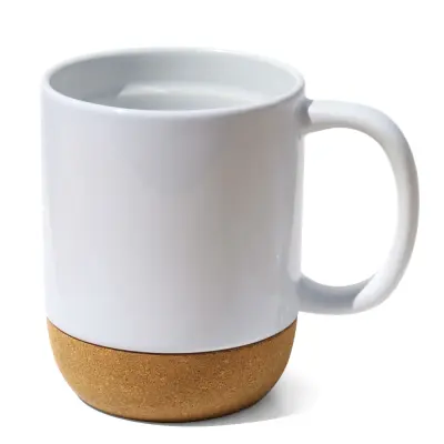 Caneca de Cerâmica Branca com Base em Cortiça - 400ml personalizado
