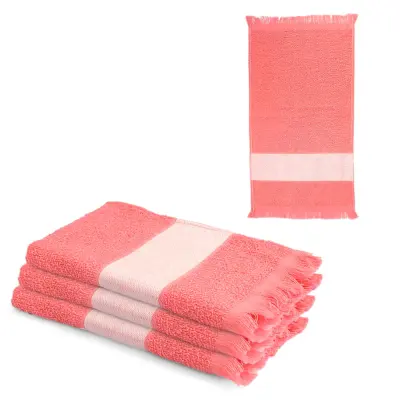 Toalha Lavabinho com Franja na Faixa - Rosa Coral personalizado
