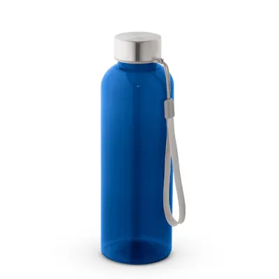 Garrafa de Plástico Cristal Azul com Tampa de Inox e Cordinha - 580ml personalizado