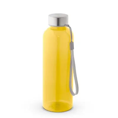 Garrafa de Plástico Cristal Amarela com Tampa de Inox e Cordinha - 580ml personalizado