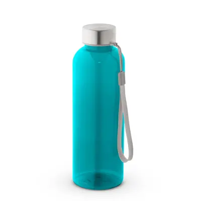 Garrafa de Plástico Cristal Azul Clara com Tampa de Inox e Cordinha - 580ML personalizado