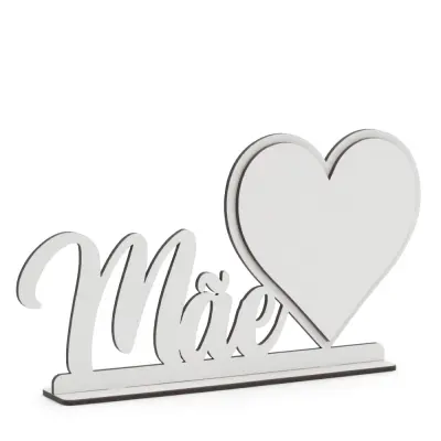 Porta Retrato de MDF Resinado Aplique Coração 3D - Mãe personalizado