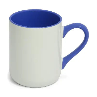 Caneca Imperial Cerâmica Branca com Alça e Interior Colorido Azul - 325ml personalizado