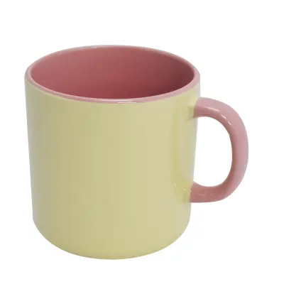 Caneca Cerâmica Alça Meia Lua Rosa - 380ml personalizado