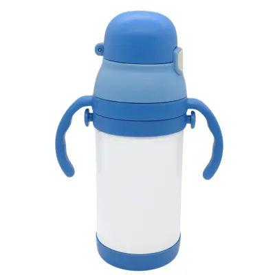 Garrafa Térmica em Aço Inox com Pegador Infantil e Alça Corda Azul - 330ml personalizado