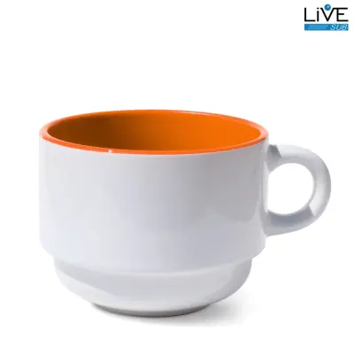 Xícara Reposição de Torre com Interior Colorido Laranja - 200ml personalizado