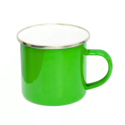 Caneca de Metal Verde Bandeira com Borda Prata e Interior Branco - 325ml personalizado
