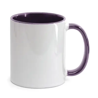 Caneca de Cerâmica Branca com Alça e Interior Roxa - 325ml personalizado