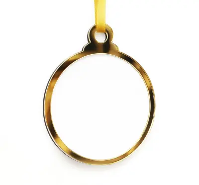 Pingente Bola em MDF com Borda em Acrílico Dourado personalizado