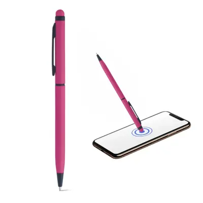 Caneta Esferográfica em Alumínio com Ponteira Touch - Pink personalizado
