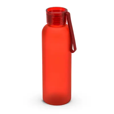 Garrafa de Plástico Jateada Vermelha com Tampa Sport de Acrílico - 600ml personalizado