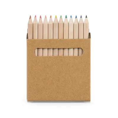 Lápis de Cor Mini em Caixa Kraft - 12 Cores personalizado