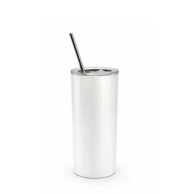 Copo Térmico Inox Branco Perolado com Tampa em Acrílico - 450ml personalizado
