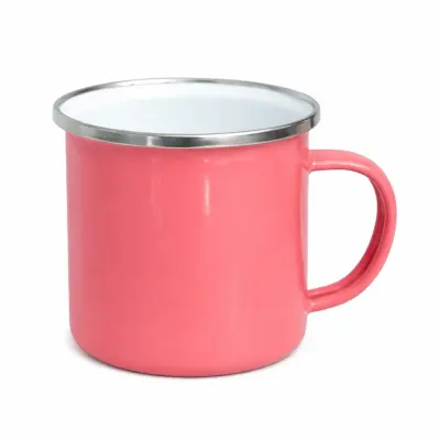 Caneca de Metal Coral com Borda Prata e Interior Branco - 360ml personalizado