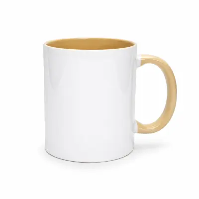 Caneca de Cerâmica Branca com Alça e Interior Creme - 325ml personalizado