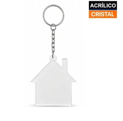 Chaveiro Acrílico Cristal 5mm - Casinha com Chaminé 5x5cm personalizado