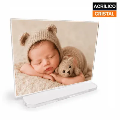 Porta Retrato Acrílico Cristal 5mm - Retangular Horizontal 10x15cm personalizado
