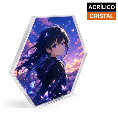 Placa Acrílico Cristal 5mm Hexagonal - 7x8cm personalizado