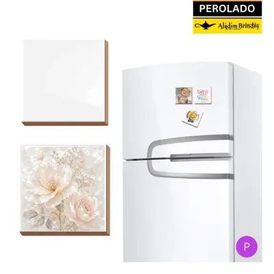 Azulejo de Cerâmica Brilho Perolado com Imã 7,5x7,5cm personalizado