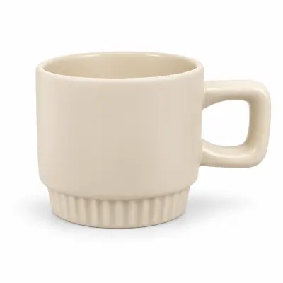 Caneca Empilhável com Alça Quadrada Bege - 300ml personalizado