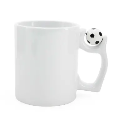Caneca Branca com Alça de Bola de Futebol personalizado