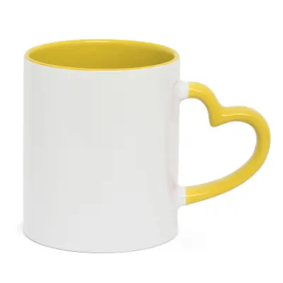 Caneca Love Branca com Alça e Interior Amarelo Claro - 325ml personalizado