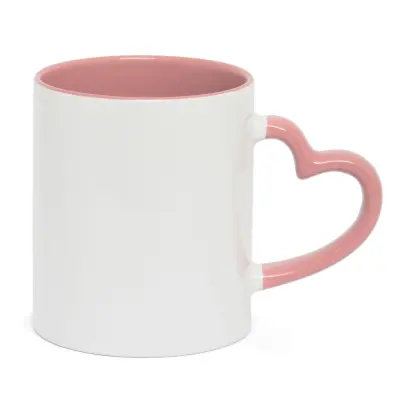 Caneca Love Branca com Alça e Interior Rosa - 325ml personalizado