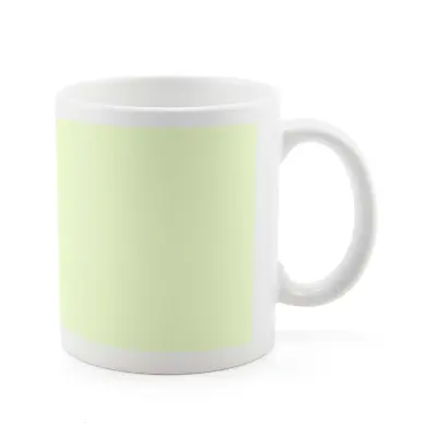 Caneca de Cerâmica Branca com Faixa Fluorescente personalizado