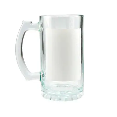 Caneca de Chopp em Vidro Cristal 475ml Faixa Branca personalizado