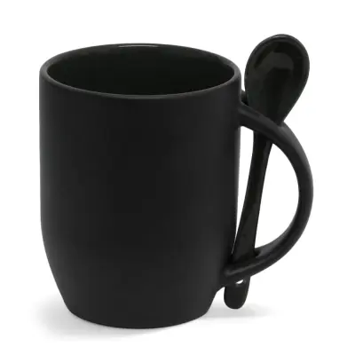 Caneca de Cerâmica Mágica com Interior e Colher - Preto personalizado