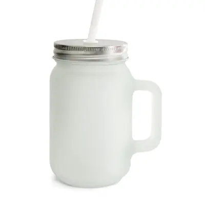 Caneca Mason Jar de Vidro Jateada - 430ml personalizado