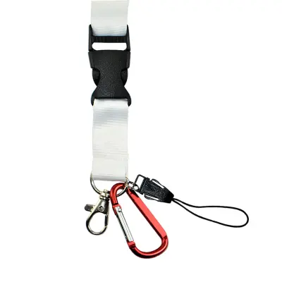 Cordão de Pescoço Branco com Mosquetão Vermelho e suporte de Celular - Tamanho 2 x 53cm personalizado