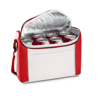 Bolsa Térmica com Bolso Frontal de 8L na Cor Branca/ Vermelha – Tamanho 21 x 28 x 14,5cm personalizado
