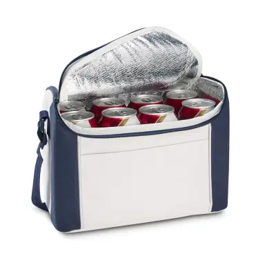 Bolsa Térmica com Bolso Frontal de 8L na Cor Branca/ Azul - Tamanho 21 x 28 x 14,5cm personalizado