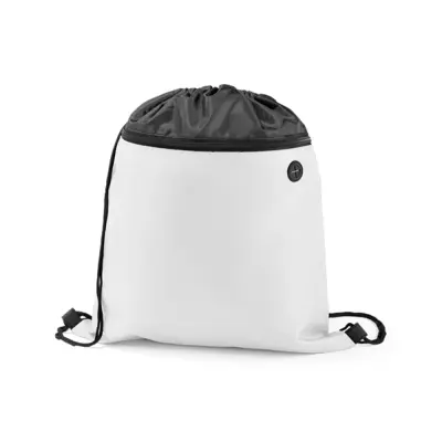 Mochila Tipo Nylon com Bolso e Saída para Fone Branca – 35x40cm personalizado