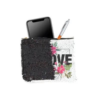 Necessaire Lantejoulas Preto/Branca personalizado