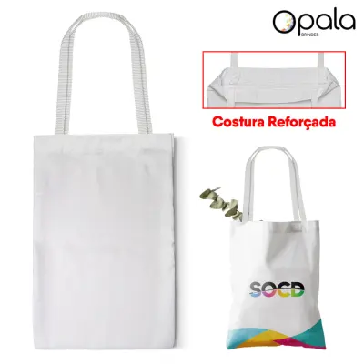 Sacola Ecobag em Poliester 20x30 com alça Branca personalizado