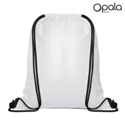 Mochila em Poliéster Branca Alça Preta 35X40cm - Opala Brindes personalizado