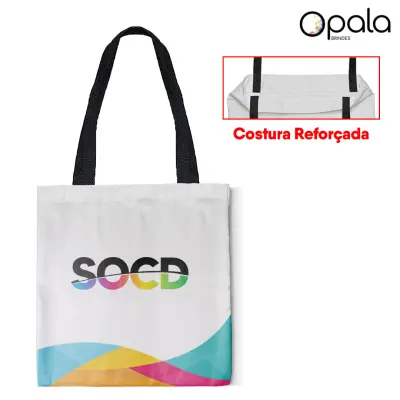 Sacola Ecobag em Poliester 35x35cm alça Preta personalizado