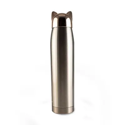 Garrafa Térmica Tampa Gatinho com Parede Dupla Dourada - 320ml personalizado