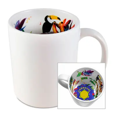 Caneca Branca com Interior Temático Carnaval personalizado