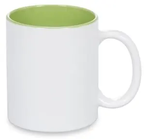 Caneca de cerâmica Branca com Interior Verde Claro - 325ml personalizado