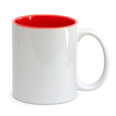 Caneca de cerâmica Branca com Interior Vermelho - 325ml personalizado