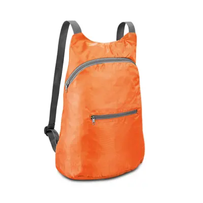 Mochila Tipo Nylon Dobrável com Bolso Frontal Laranja - 29,5x41,5x11cm personalizado