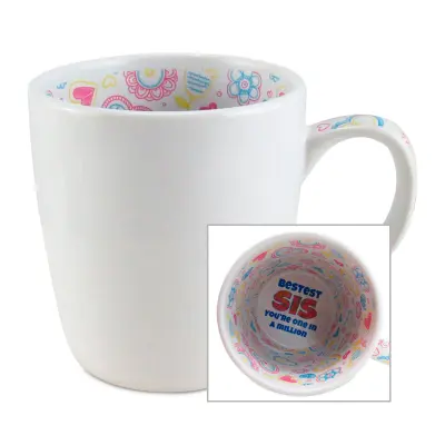 Caneca Semi Cônica Branca com Interior e alça Temático Flores personalizado