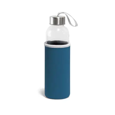 Garrafa de Vidro para uso de adesivo com Luva Térmica Azul - 500ml personalizado