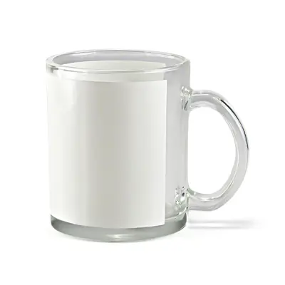 Caneca de Vidro Cristal com Faixa Branca - 325ml personalizado