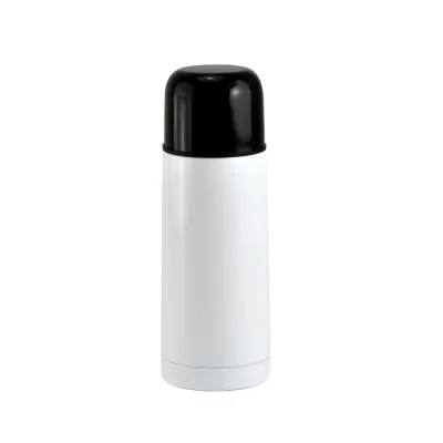 Garrafa Térmica Branca com Parede Dupla e Tampa Preta - 350ml personalizado