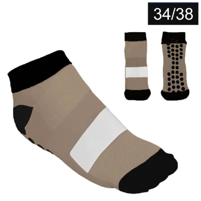 Meia Cinza Antiderrapante com Faixa Branca Tamanho - 34/38 personalizado